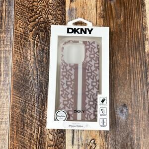DKNY Logo Pattern iPhone 15 Pro Phone Case-Drop Protection-Easy Snap On-MagSafe